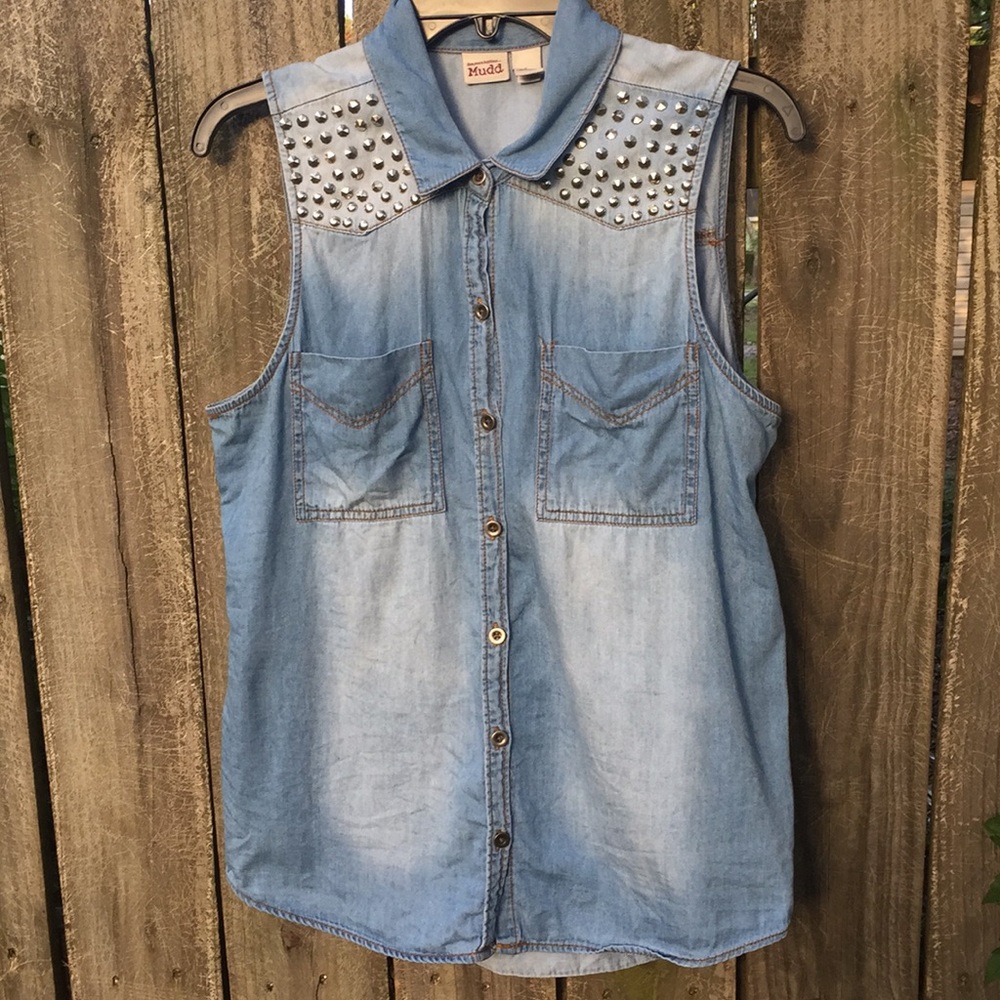 Denim Sleeveless Shirt Sz L By: Mudd